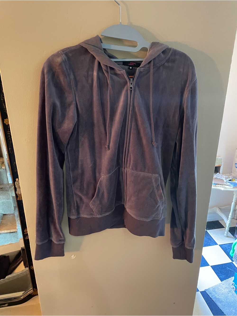 Vintage Y2K purple Pink Lady Velour Zip Hoodie